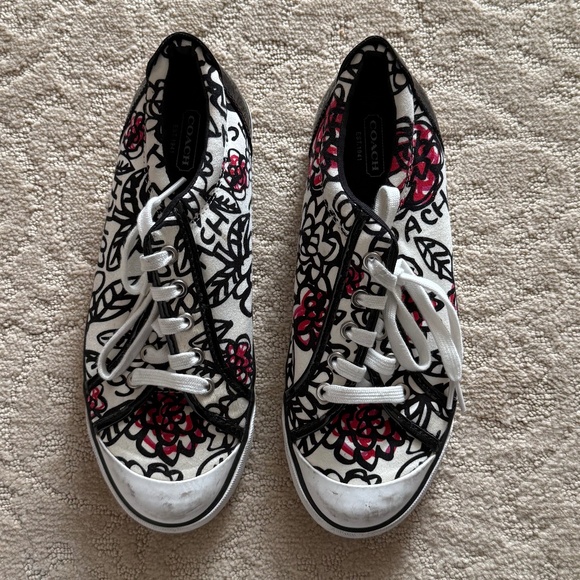 COACH - Vintage Poppy Barrett Graffiti Floral Sneakers - Picture 2 of 4